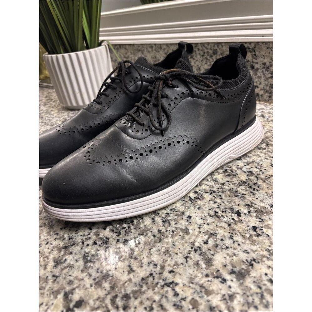 Bruno Marc Men's Black Wingtip Derby with White Sole
